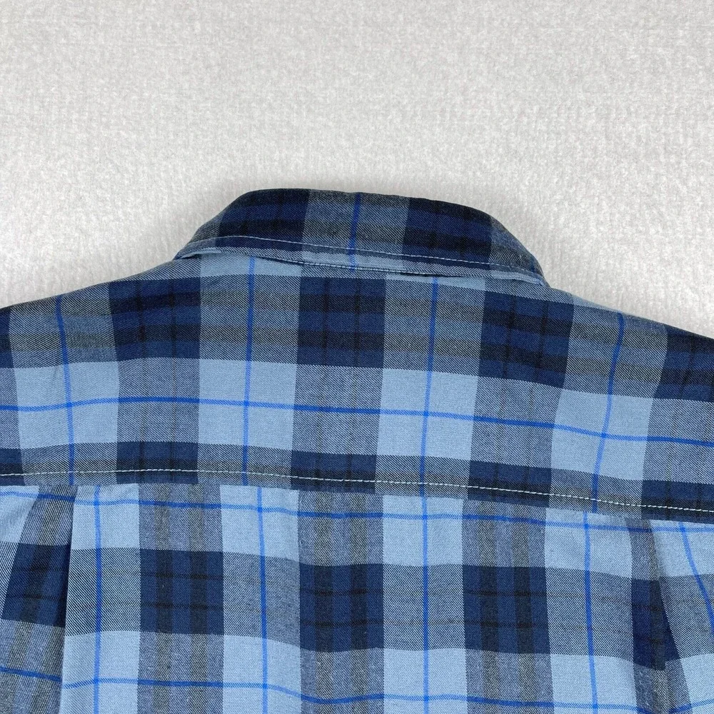 North Face Shirt Mens Small Blue Plaid‎ Snap Outdoors Camping Hiking Travel Work